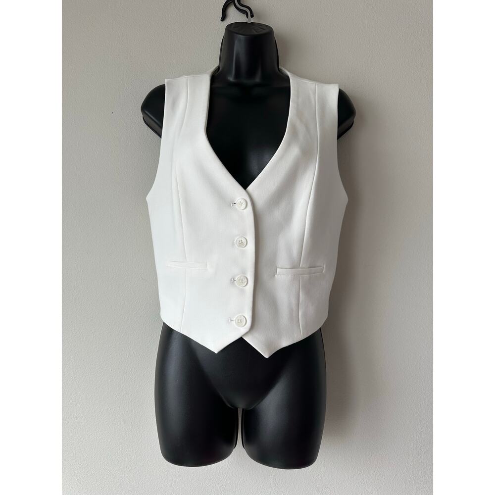House of Harlow White Tailored Vest Sleeveless Blazer 90s Minimalist Size L